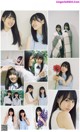 A collage of photos of a girl in a school uniform.